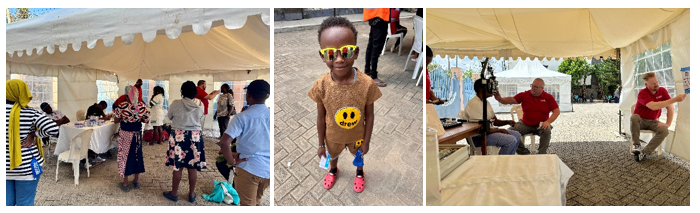 children receiving eye care