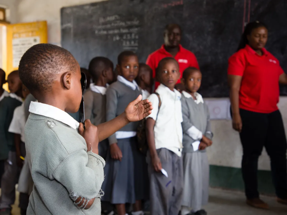 student getting eye exam