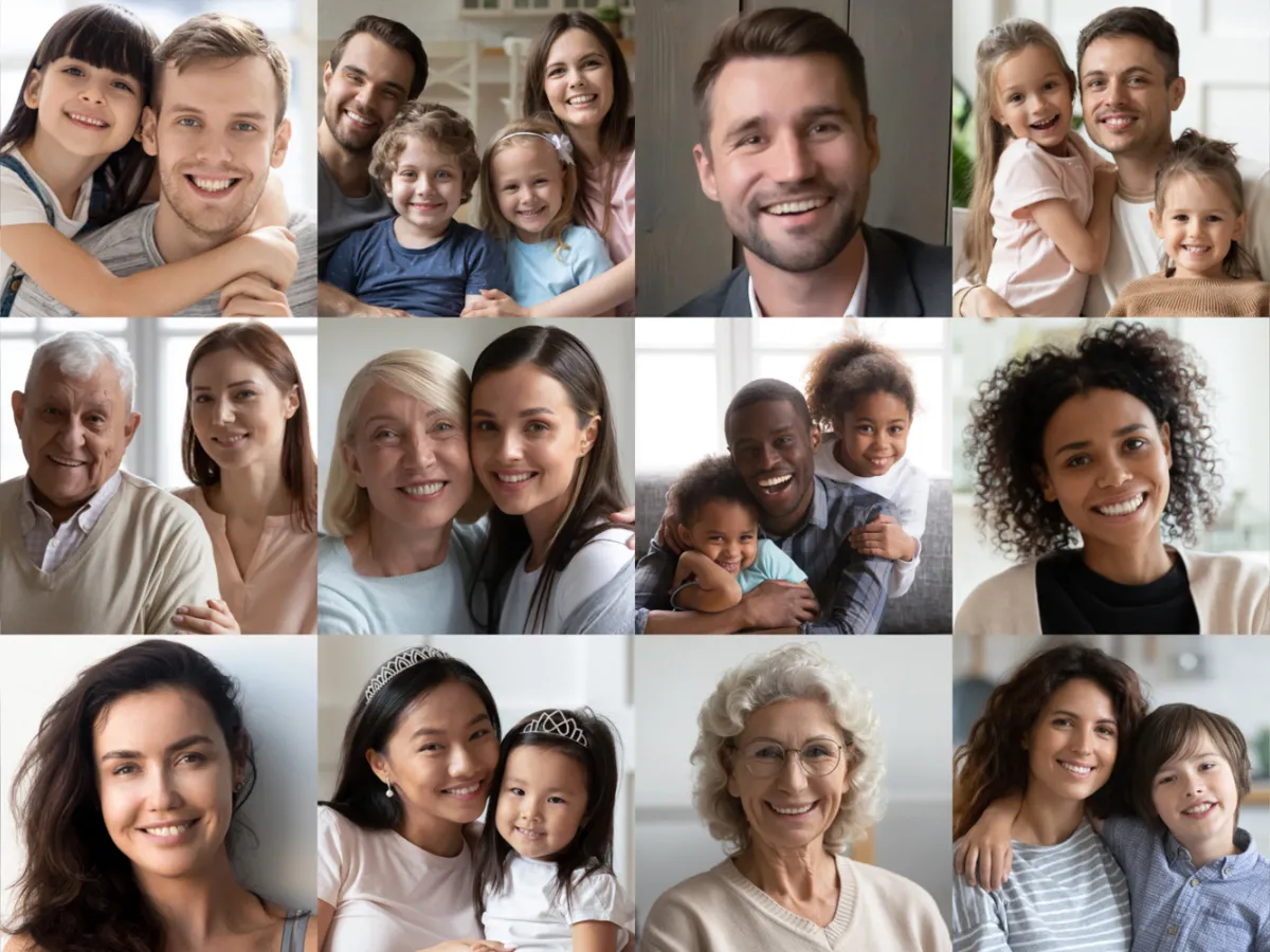 collage of people smiling