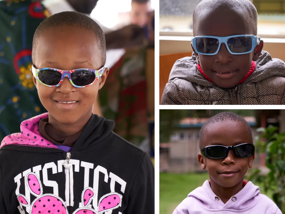 Tanzanian children wearing sunglasses
