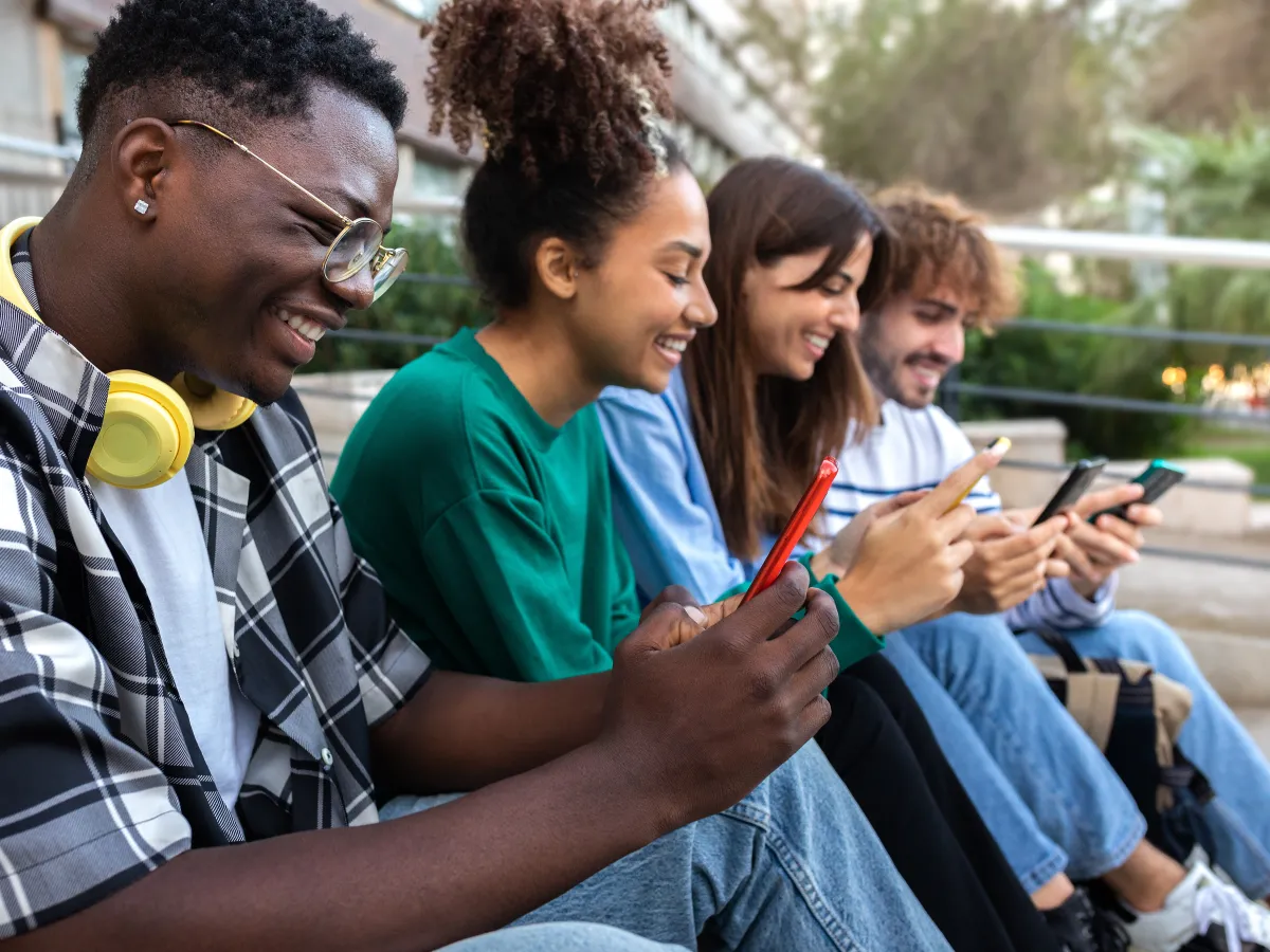 people on their phones