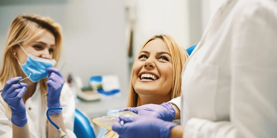 woman at dentist smiling